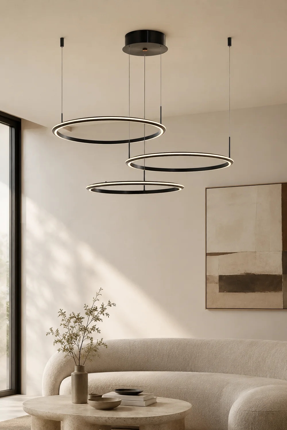 Arisha Minimalist Ring Metal Pendant Light, Black - Lumpaz