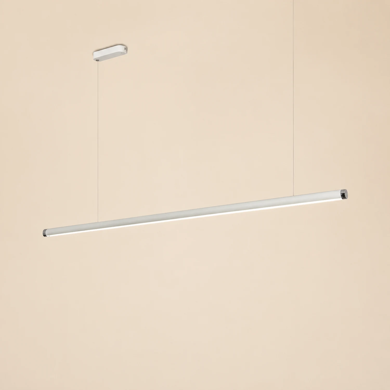 Minimalist Tube Glass/Metal Pendant Light, White, Dining Room - Lumpaz