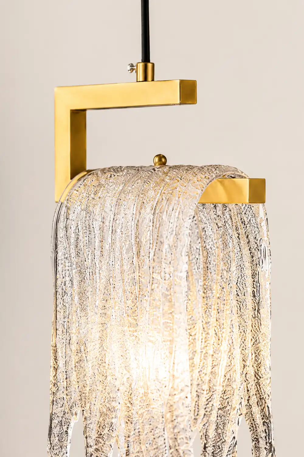 Kristy Modern Flowing Jelly Pendant Light, Gold, Crystal/Brass - Lumpaz