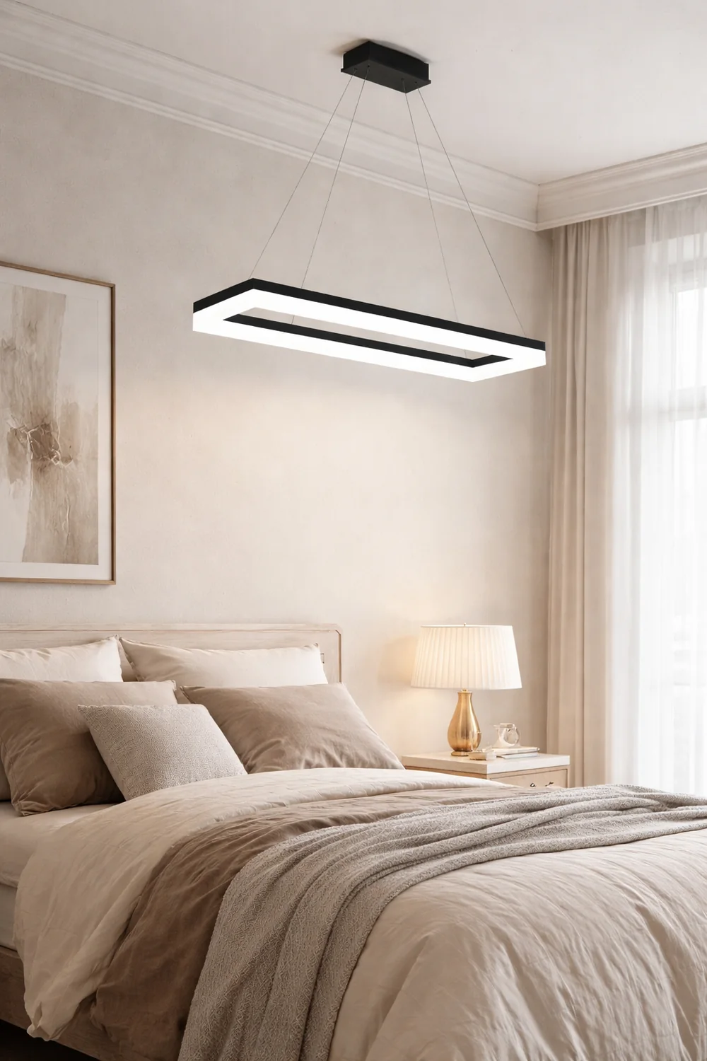 Bouvet Nordic Rectangular Led Pendant Light, Black/White, Acrylic - Lumpaz