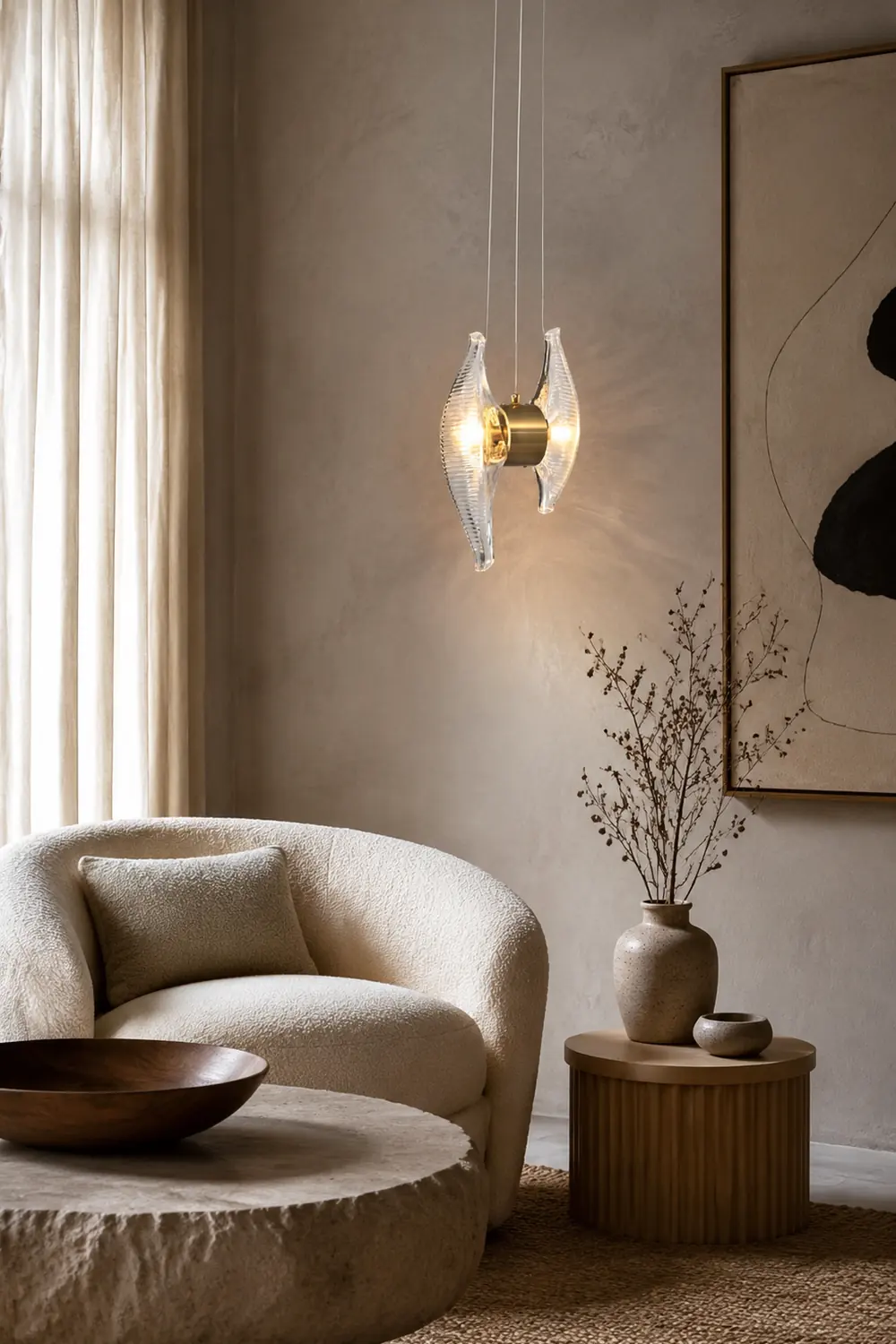 Kirsten Luxury Capiz Shell Pendant Light, Glass/Metal, Bedside/Dining Room - Lumpaz