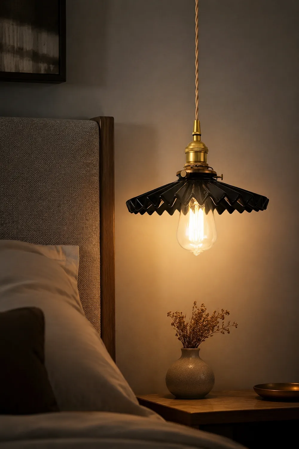Alessio Industrial Vintage Rustic Metal Pendant Light, Black/White - Lumpaz