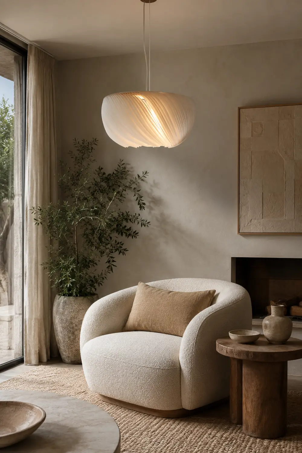 Renée Nordic Circle Nature Pendant Light, Living Room/Dining Room - Lumpaz