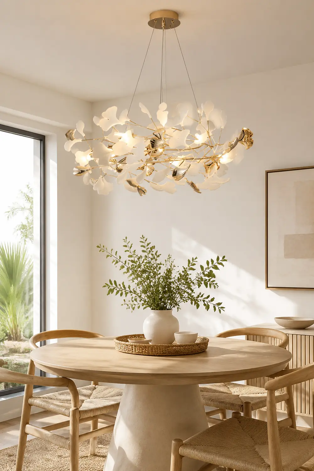 Ophelia Modern Petal Shaped Metal Ceramic Chandelier Dining Room - Lumpaz