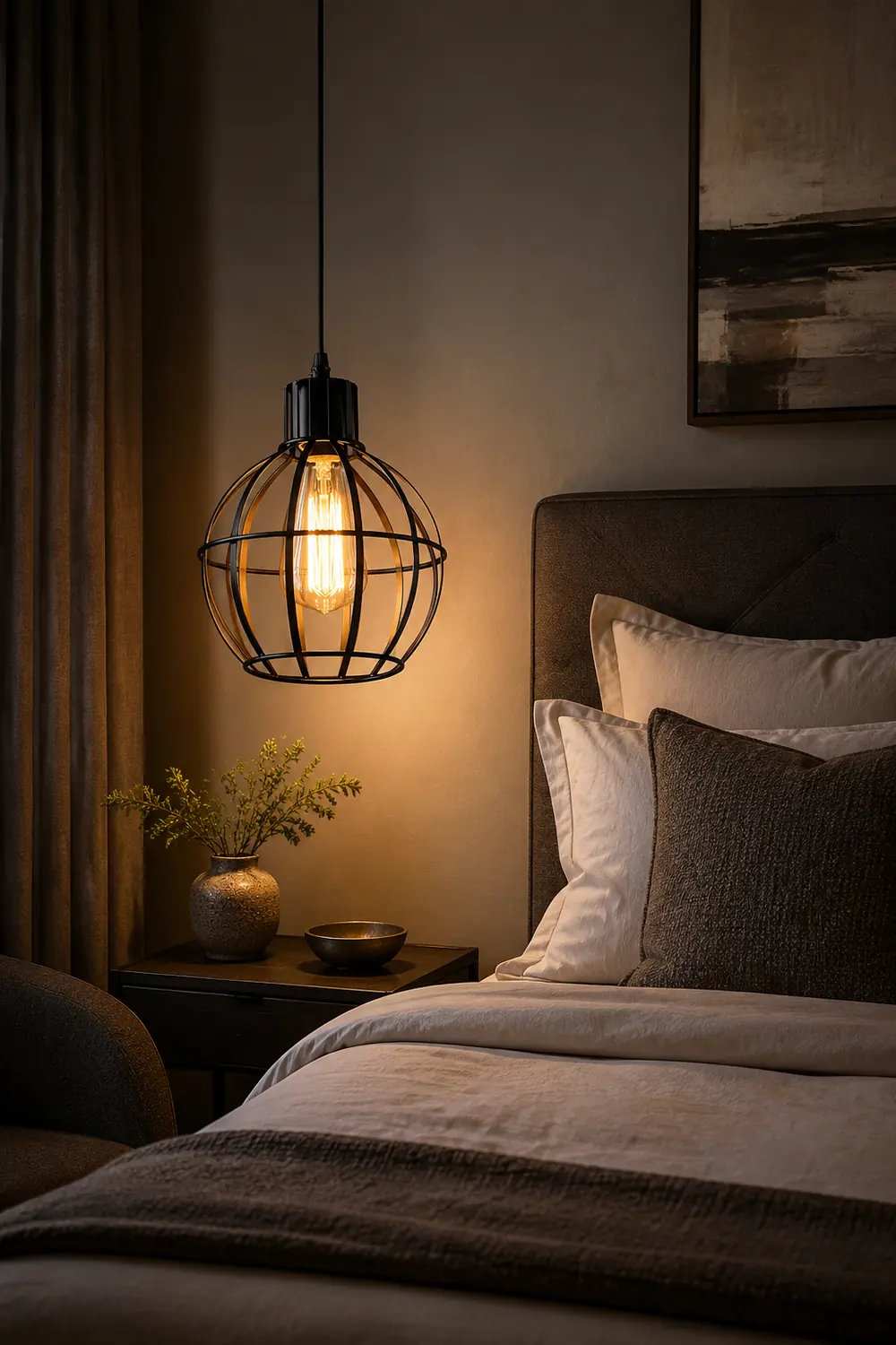 Alessio Industrial Metal Cage Pendant Light, Black - Lumpaz