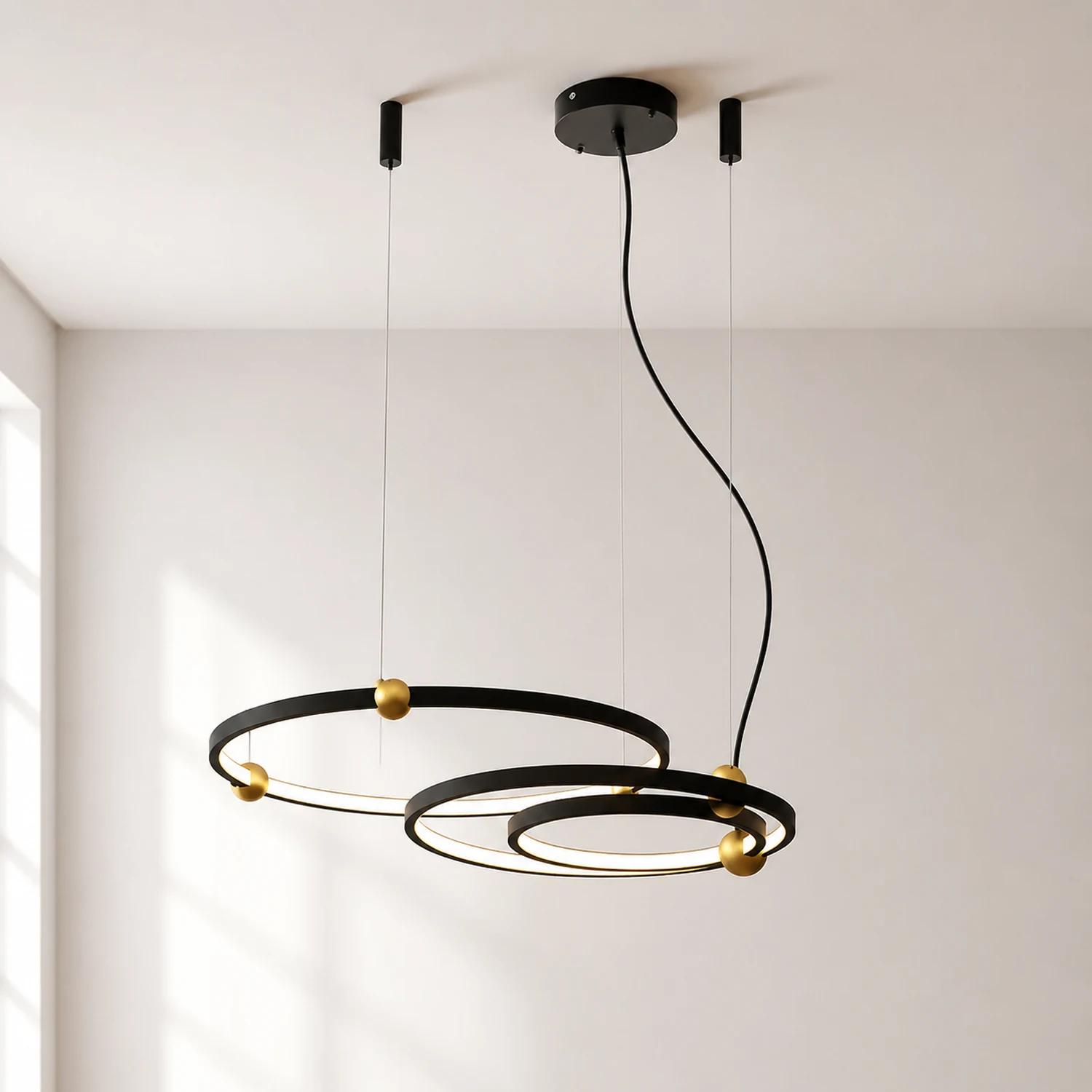 Arisha Minimalist Ring Metal Pendant Light, Black - Lumpaz