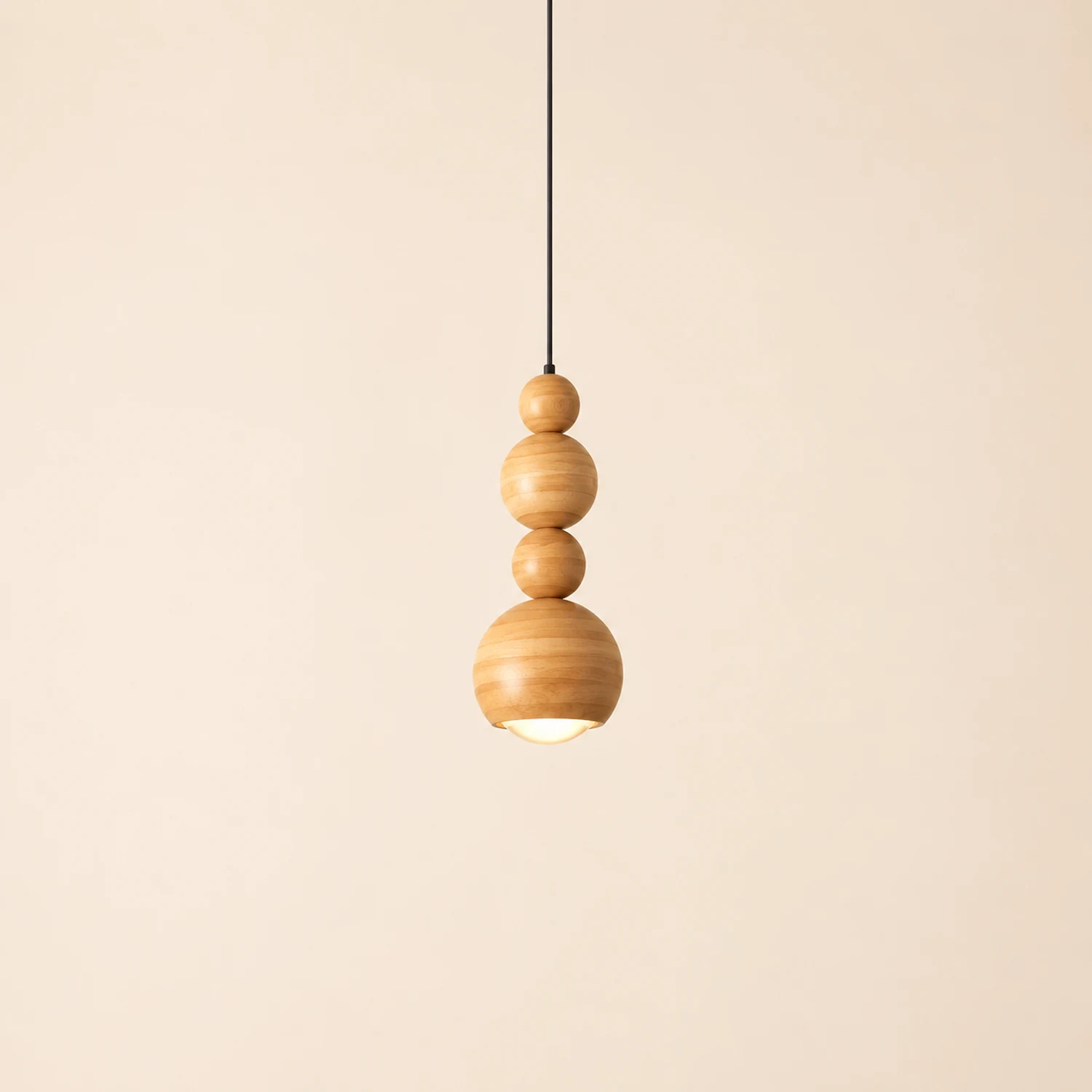 Muto Vintage LED Pendant Globe Light White Metal Wood Bedroom - Lumpaz