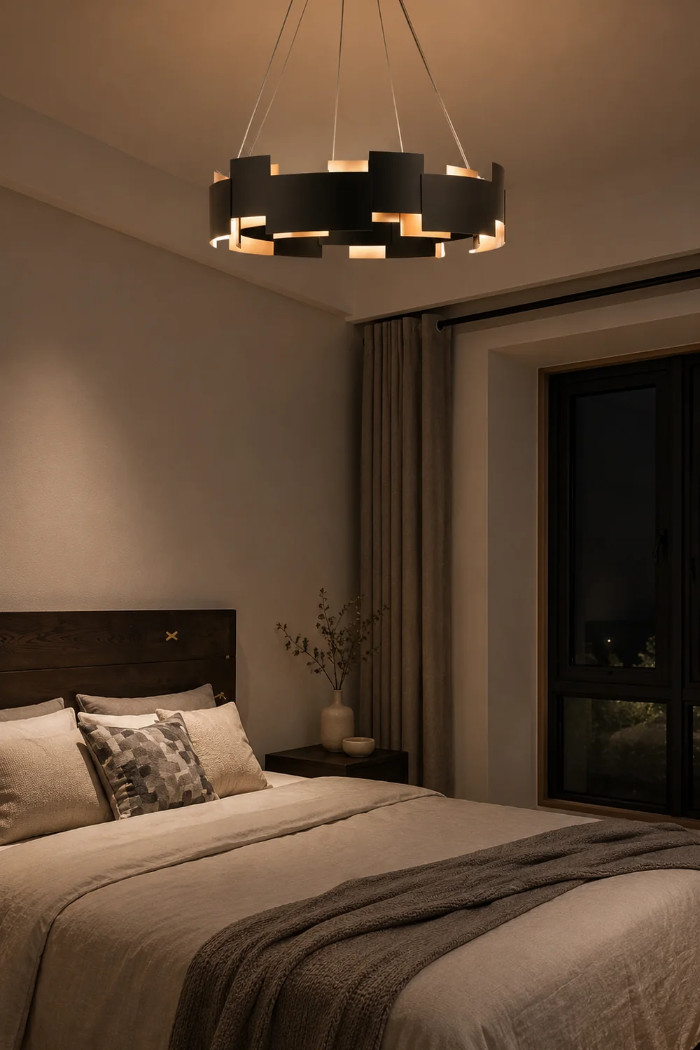 Evette Modern Ring Metal Pendant Lamp, Black - Lumpaz