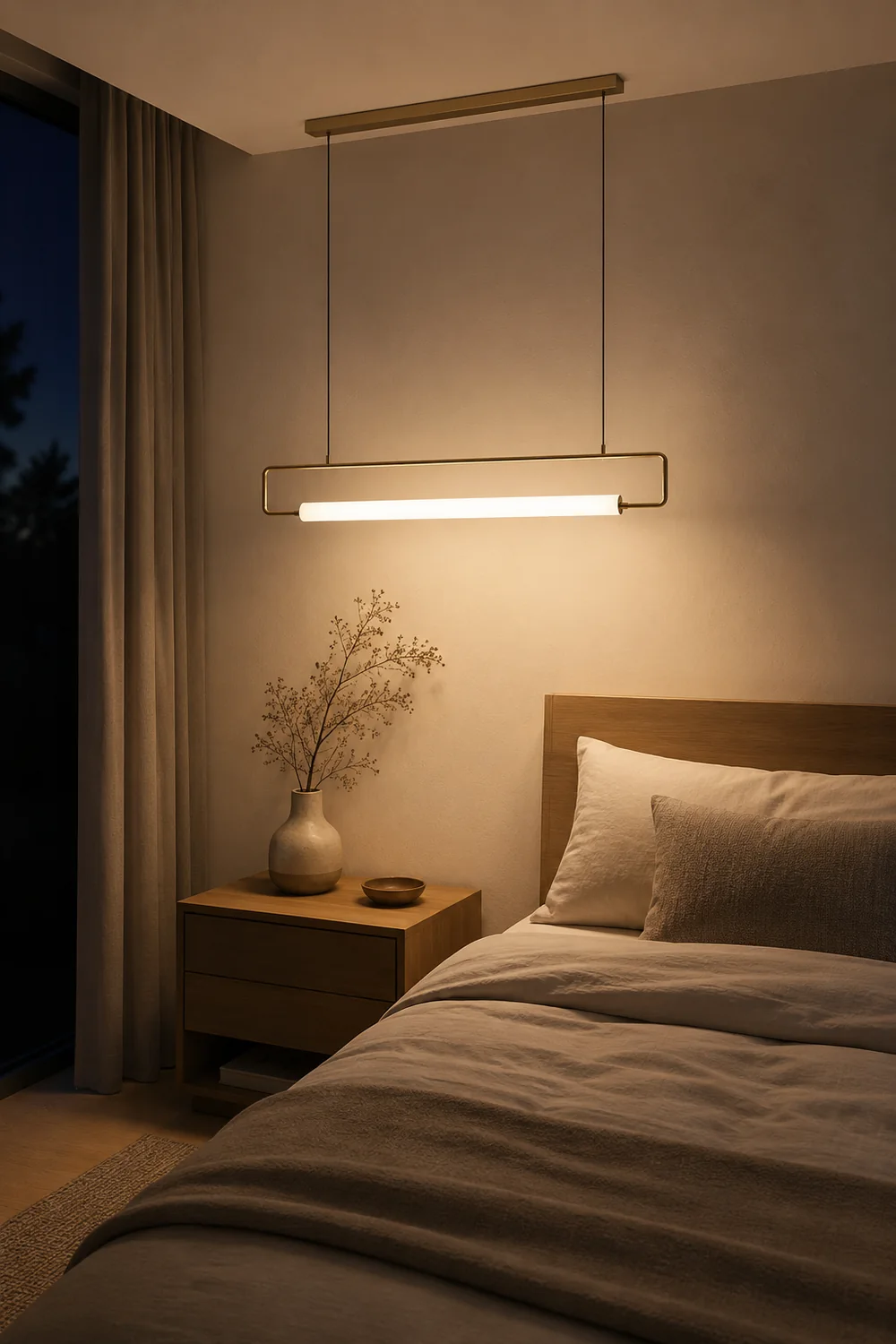 Edge Modern Minimalist rectangular Metal/Acrylic Pendant Light, Gold/Black - Lumpaz