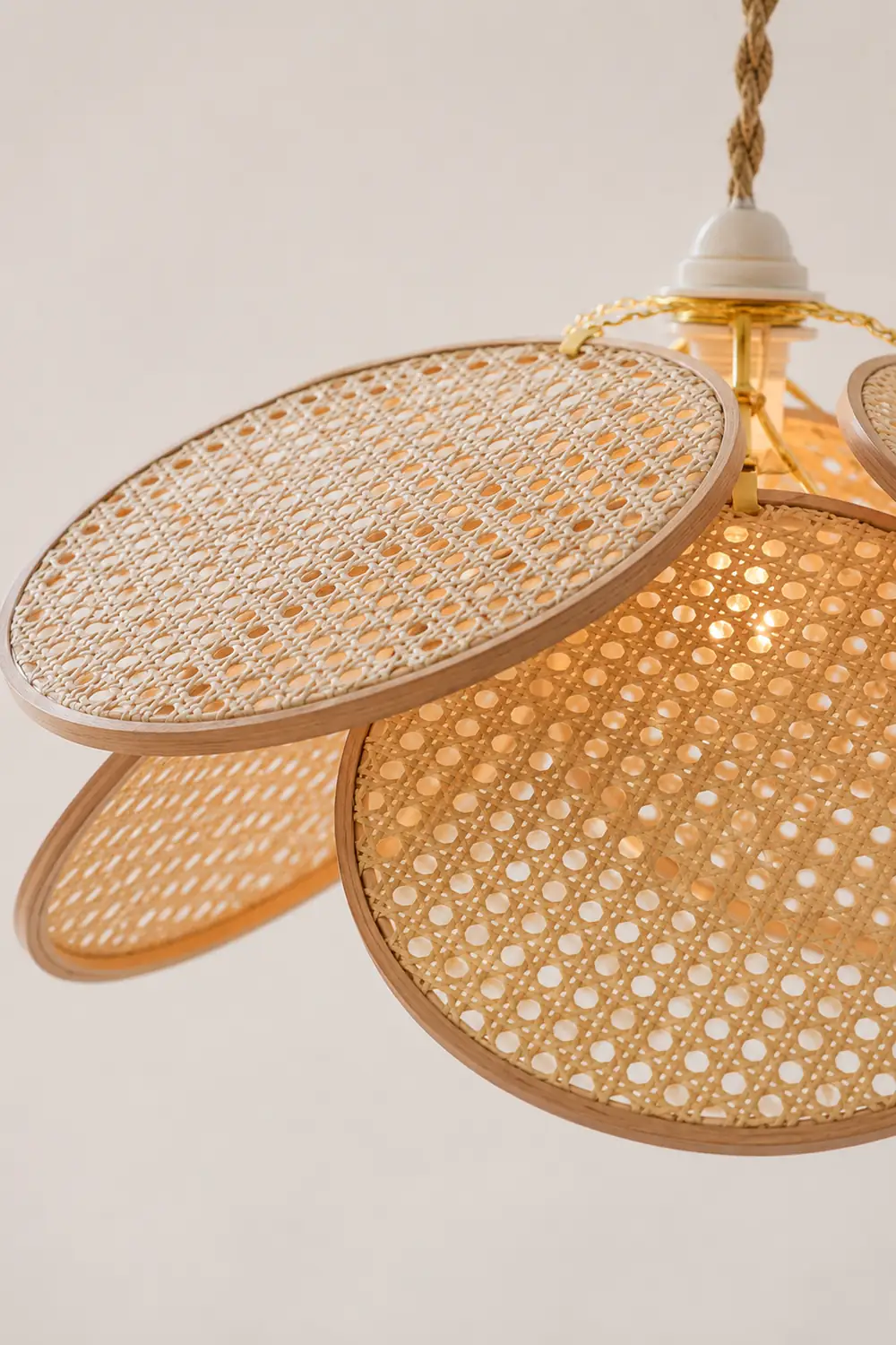 Ritta French Country Rattan Weave Creative Fan Pendant Light, Wooden - Lumpaz