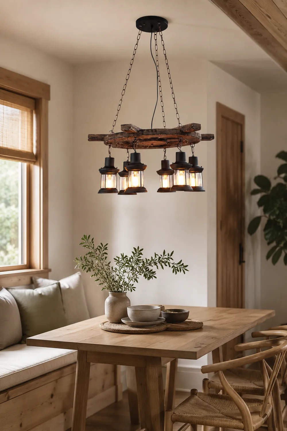 Austin Retro Rudder Metal & Wood Pendant Light, 6 Heads - Lumpaz