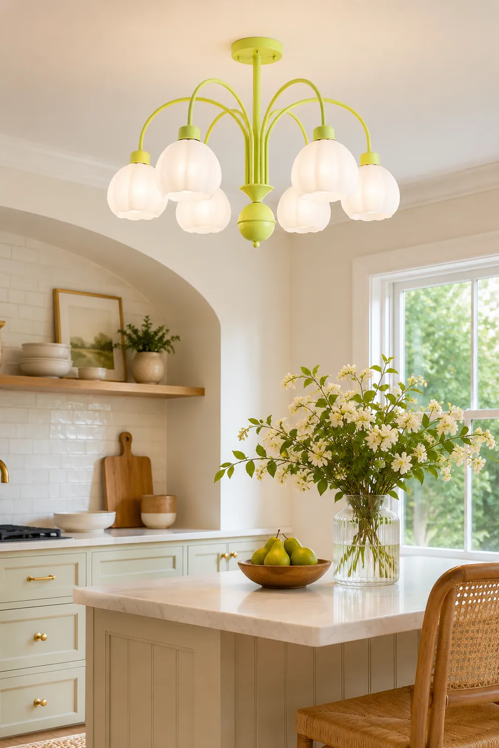 Lily Modern Pumpkin Metal Pendant Light,Green - Lumpaz
