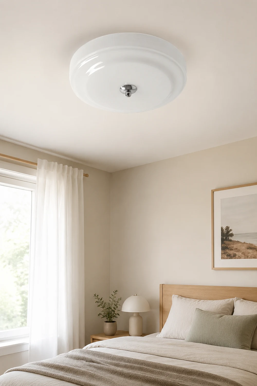 Hailie Design Circle LED Ceiling Light Metal/Glass White Bedroom/Living Room - Lumpaz