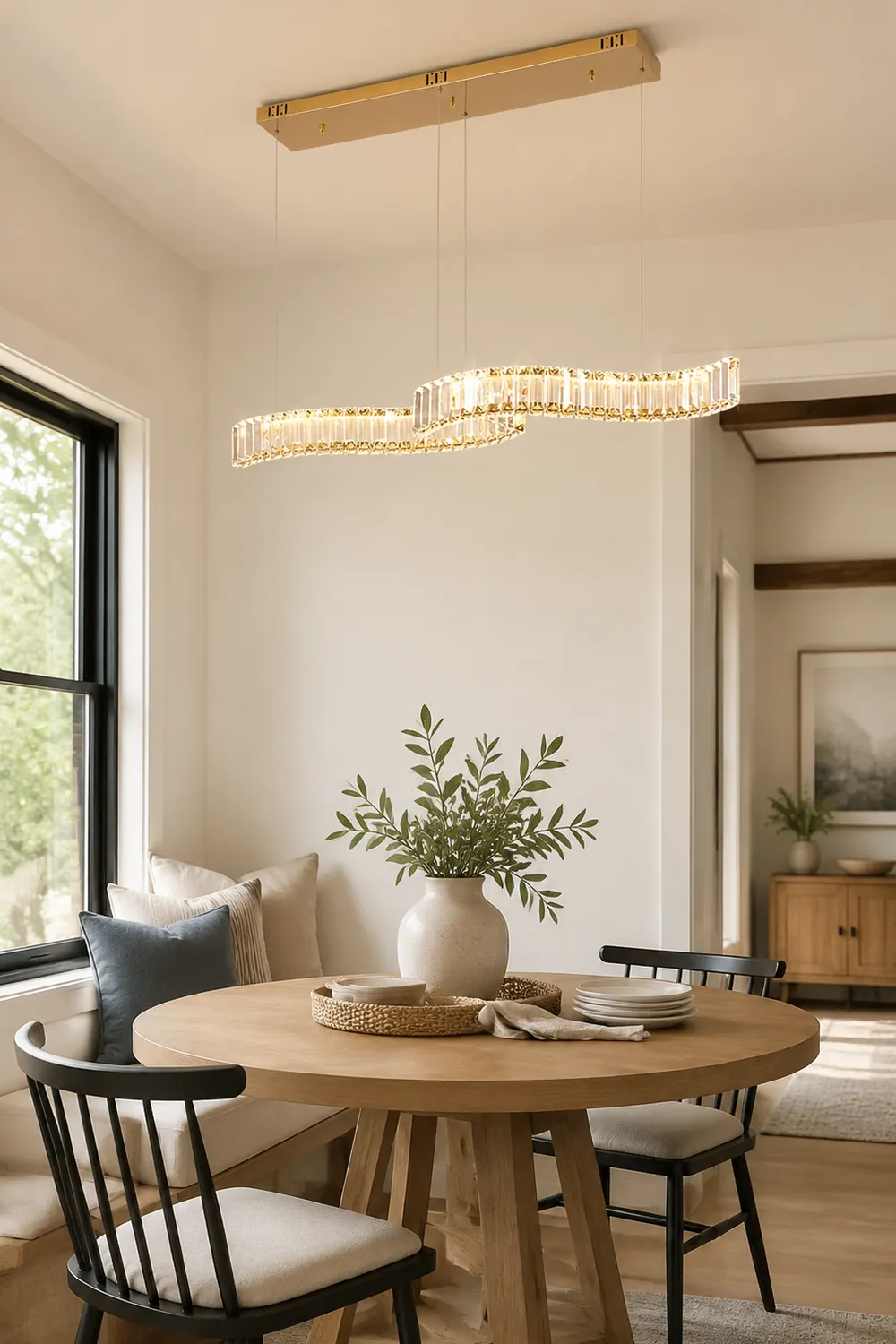 Kristy Luxury Wave Crystal/Metal Pendant Light, Silver/Gold - Lumpaz