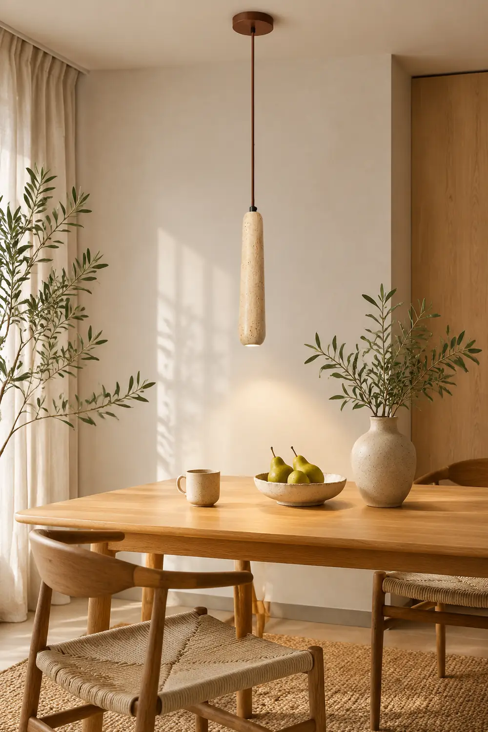 Ozawa Minimalist Wooden Pendant Light, Natural Wood Color - Lumpaz