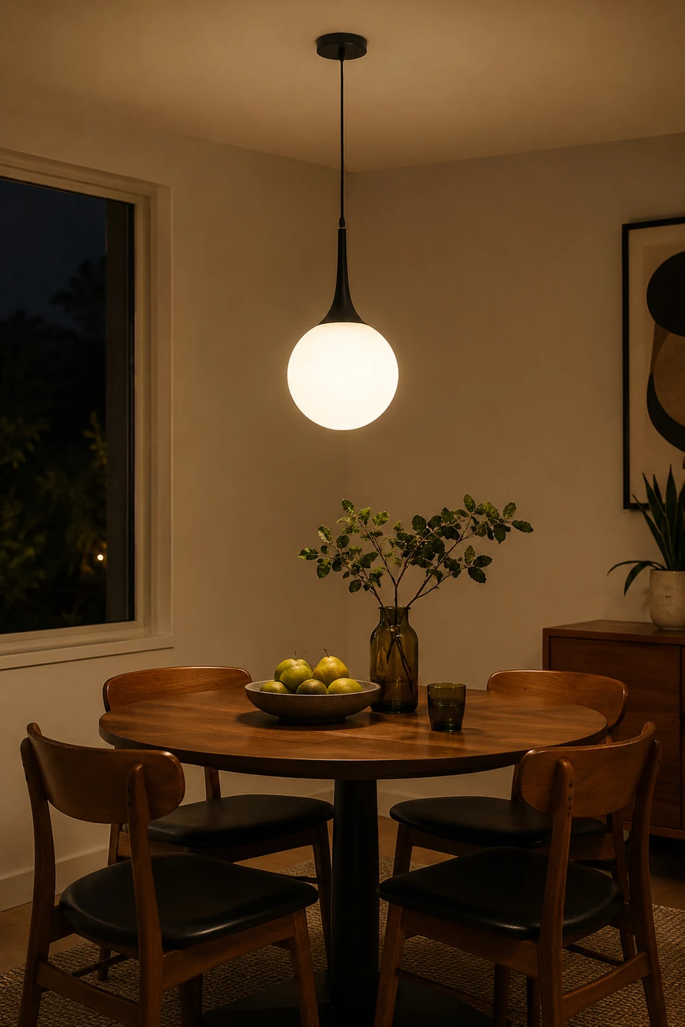 Valentina Modern Hanging Glope Glass Pendant Light, Black/White - Lumpaz