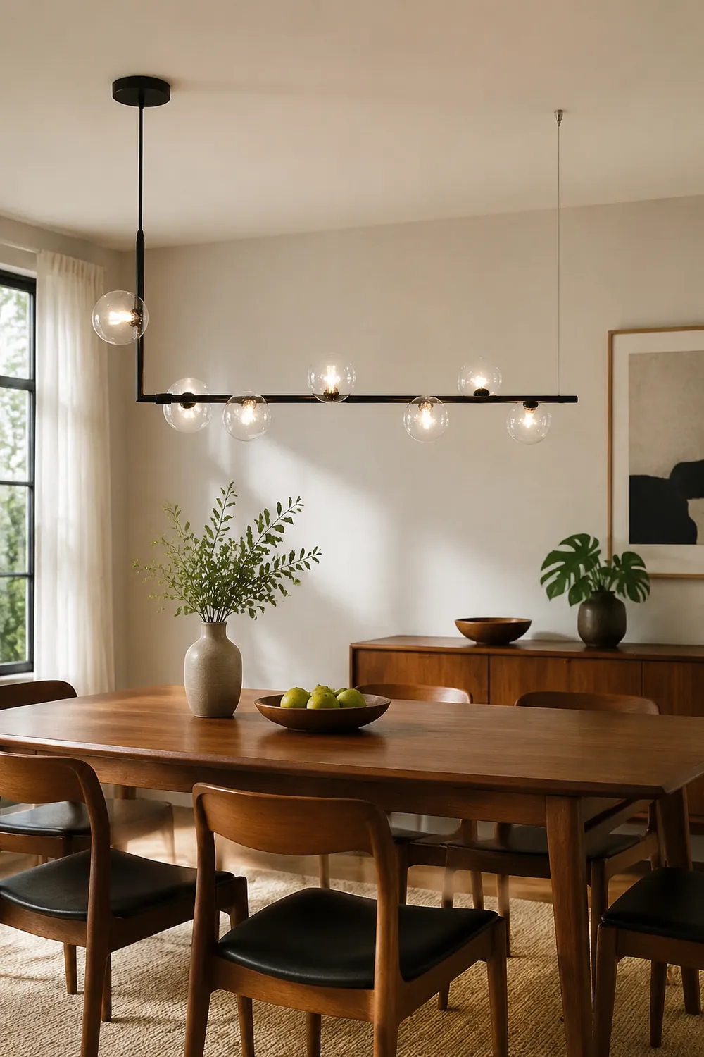 Valentina Minimalist Linear Pendant Light, Black & Gold, 6/8 Heads - Lumpaz