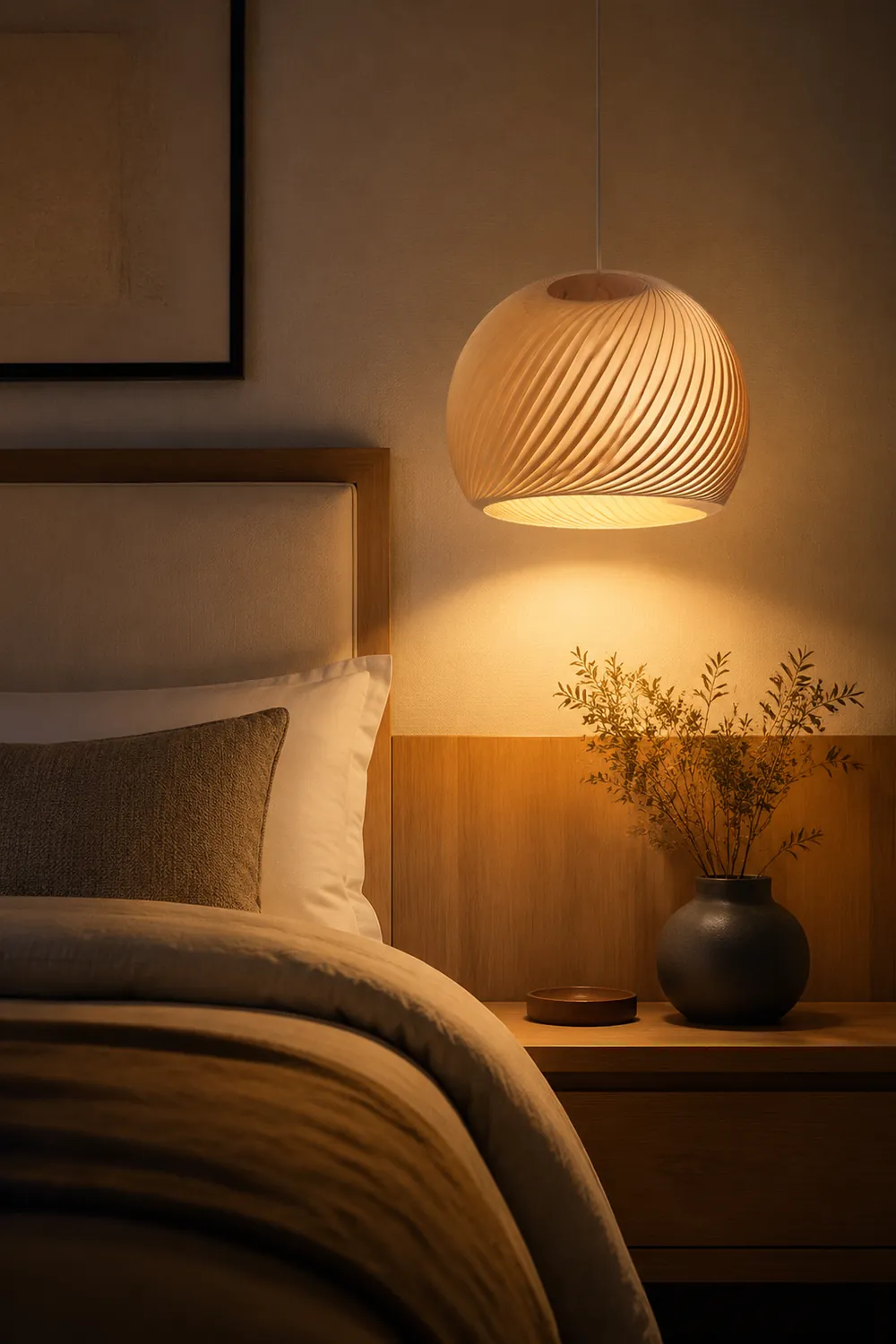 Ozawa Farmhouse Semi Metal Pendant Light, Brown/Wood - Lumpaz