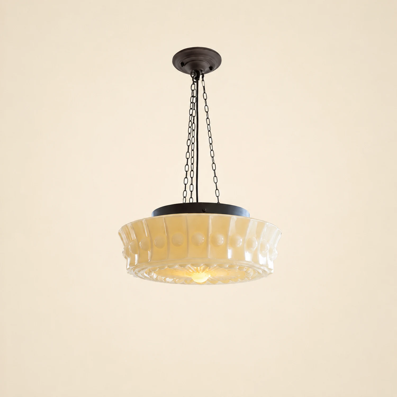 Hailie Vintage French Country Dome Pendant Light White/Beige Living Room - Lumpaz