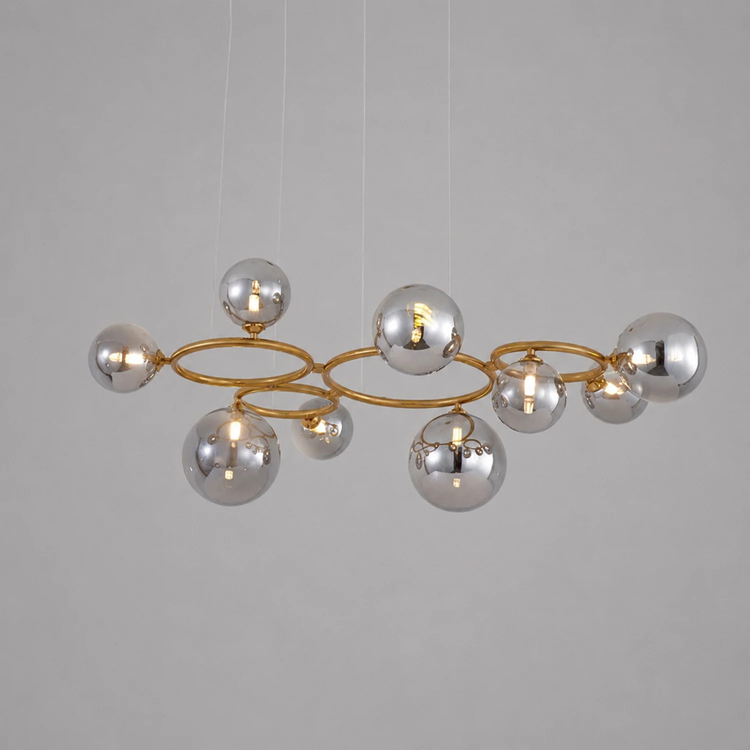 Valentina Modern Designe Wave Metal/Glass Pendant Light, White/Gold - Lumpaz