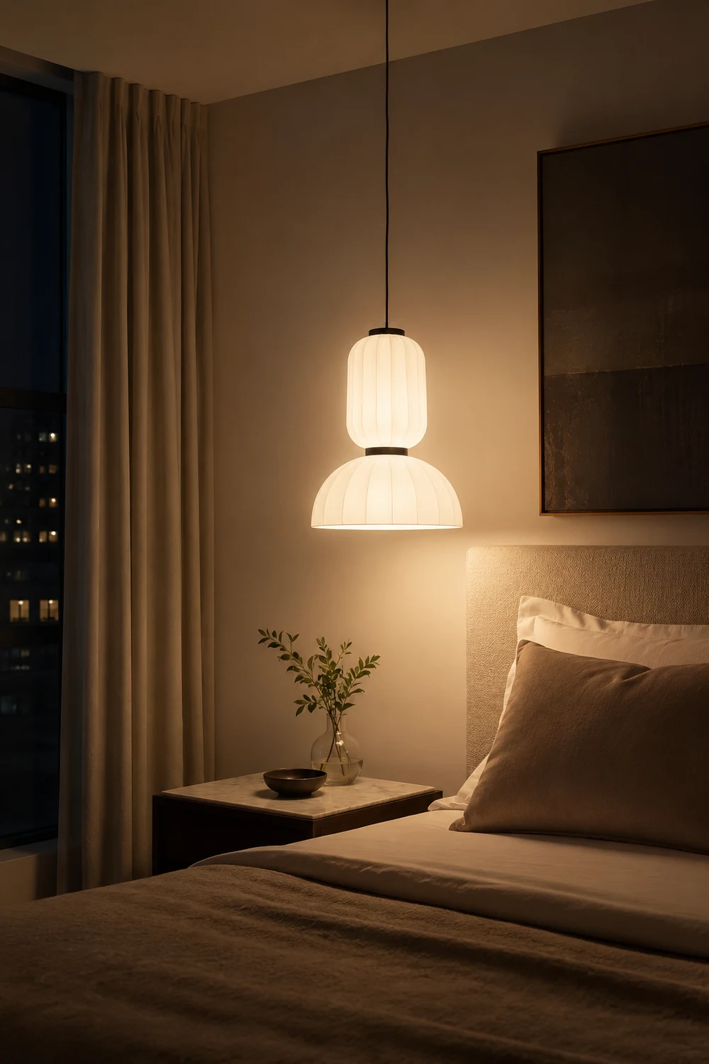 Renée Modern Artificial Silk Pendant Light, White, 3 Style - Lumpaz