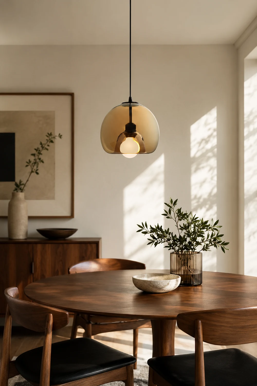 Hailie Modern Globe Glass Pendant Light, Amber/Smoky Gray - Lumpaz