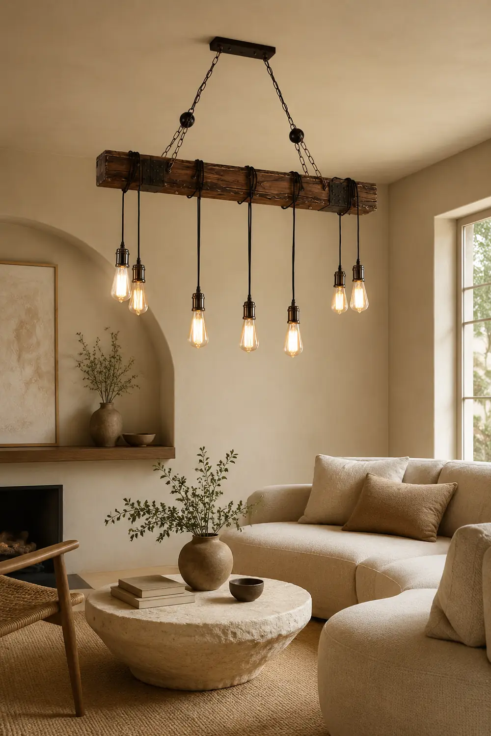 Alessio Linear Retro Wood Pendant Light, Bronze - Lumpaz