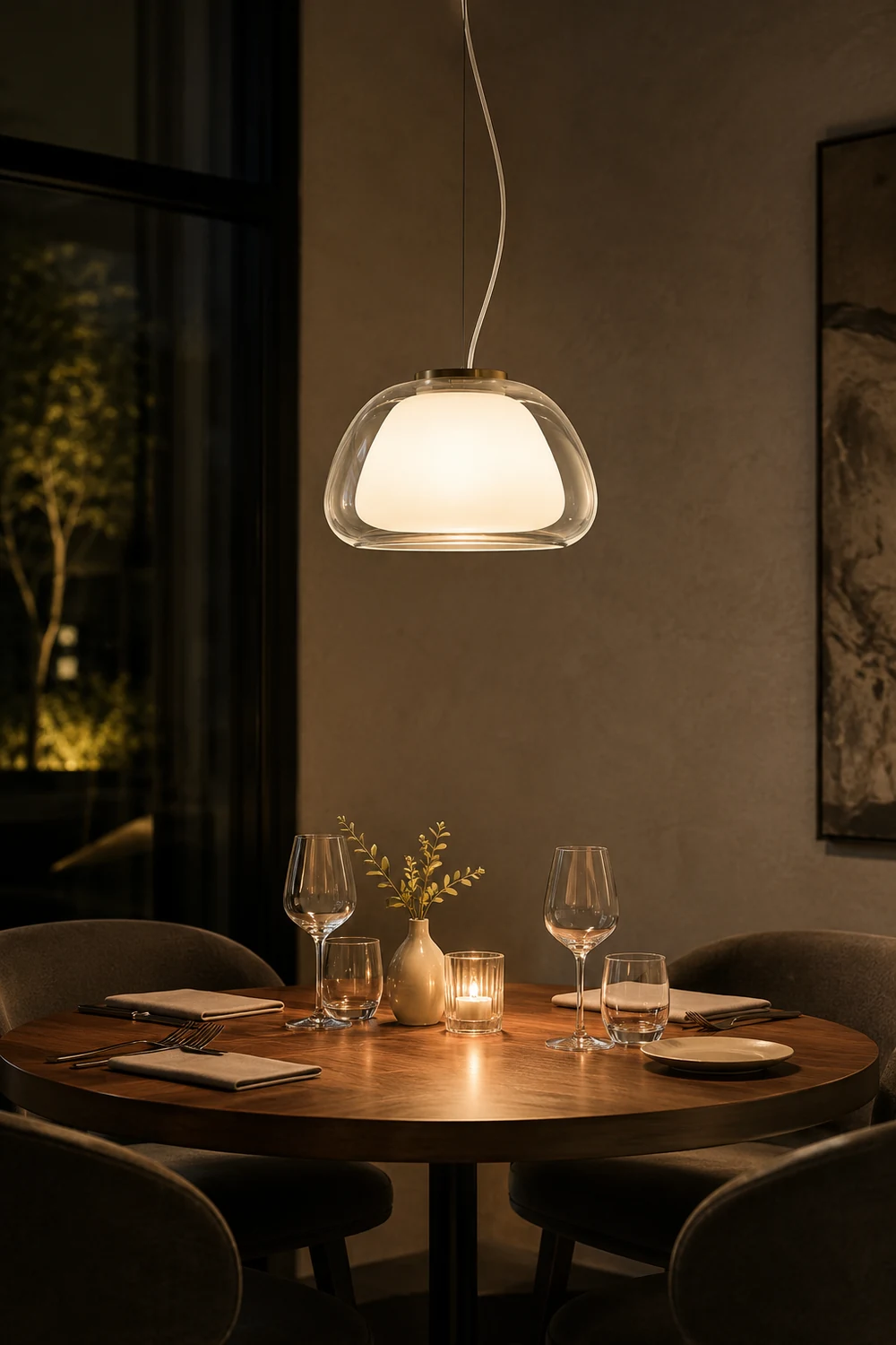 Byers Double Layer White Glass Pendant Light - Lumpaz