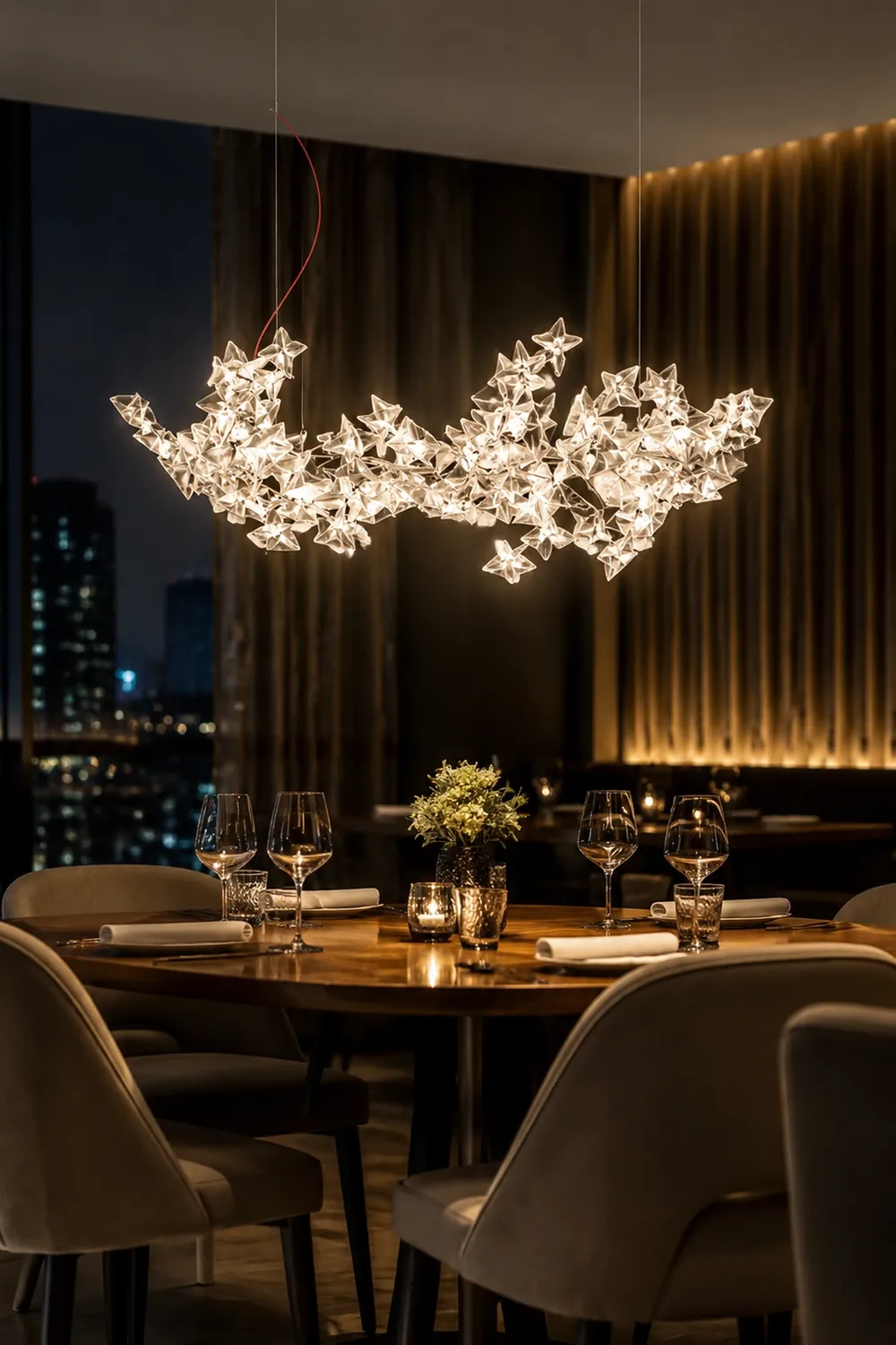 Ophelia Luxury Star Acrylic Pendant Light, Living Room, Silver - Lumpaz