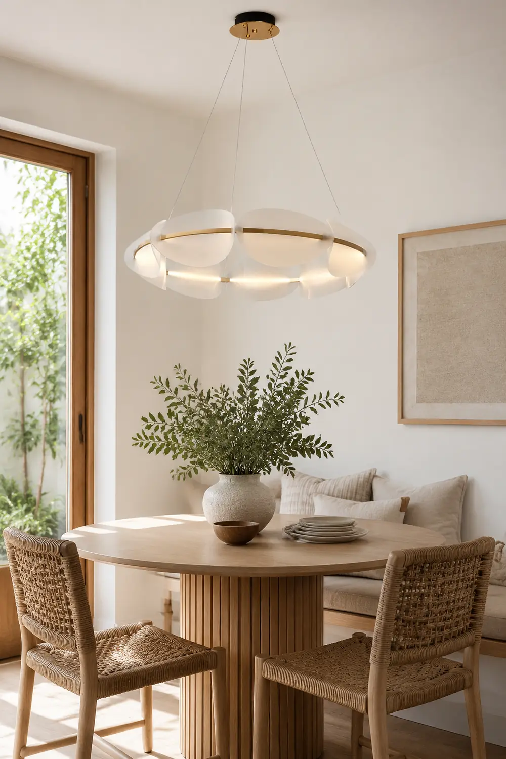 Bella Modern Ring Metal Pendant Light, White - Lumpaz