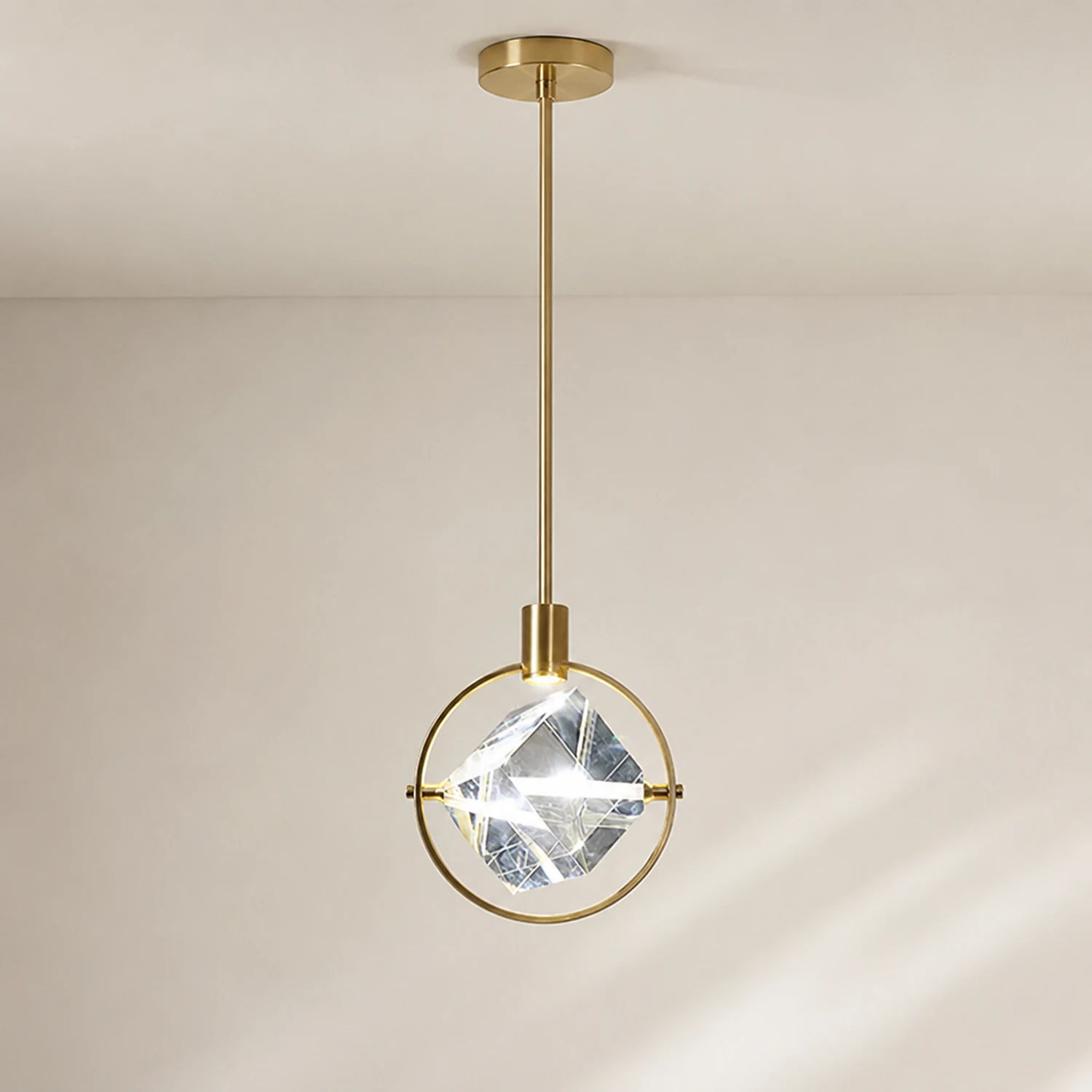 Kristy Modern Luxury Geometry Metal/Crystal Pendant Light, Gold - Lumpaz