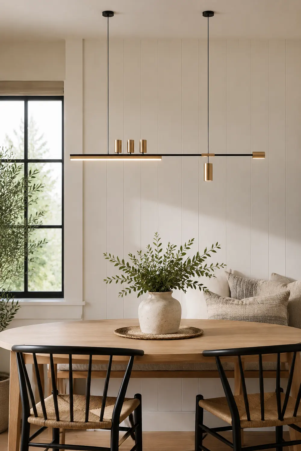 Edge Modern Minimalist Liner Metal/Acrylic Pendant Light, Gold/Black - Lumpaz