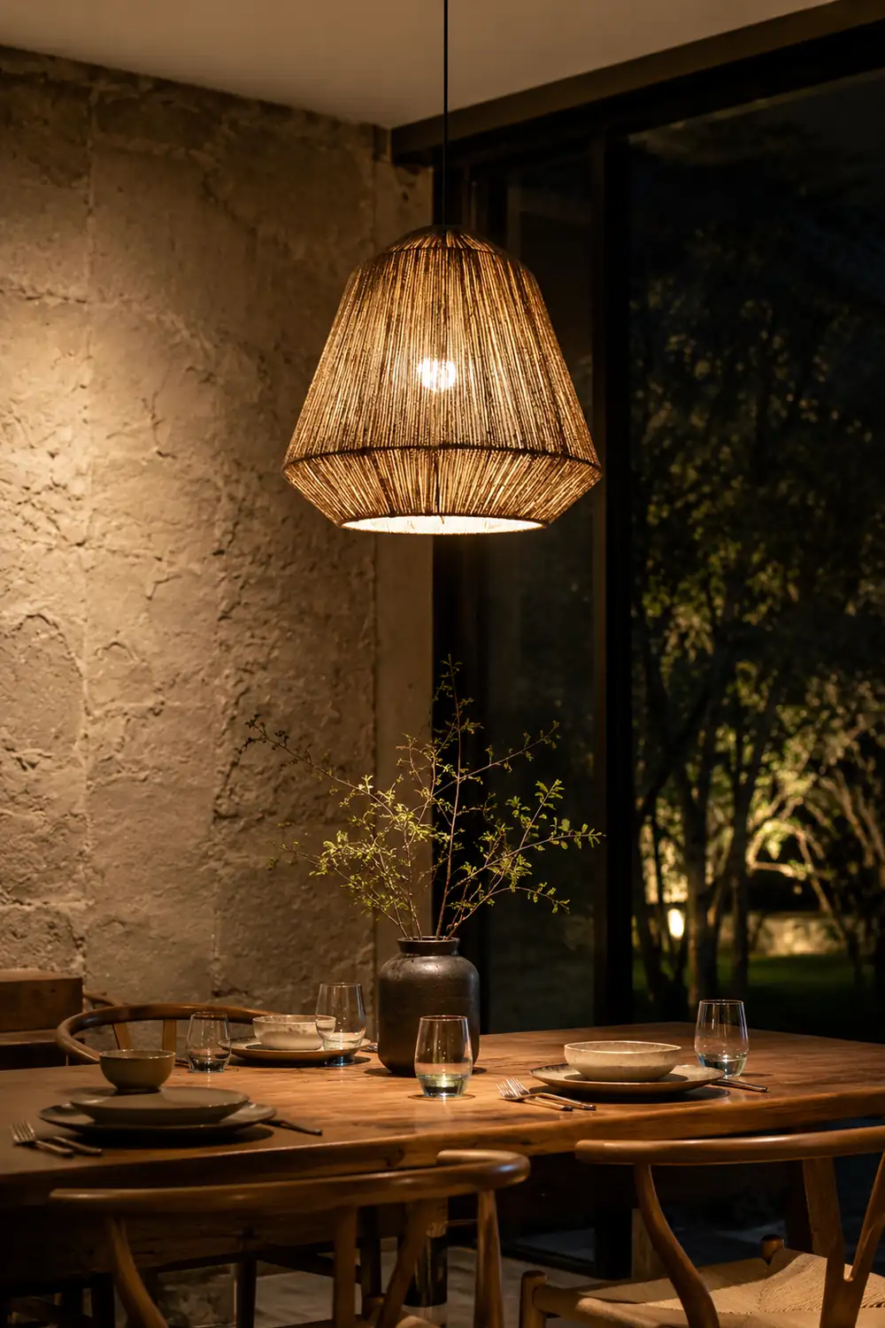 Rustic Lantern Metal/Rope Pendant Light, Gray, Restaurant - Lumpaz