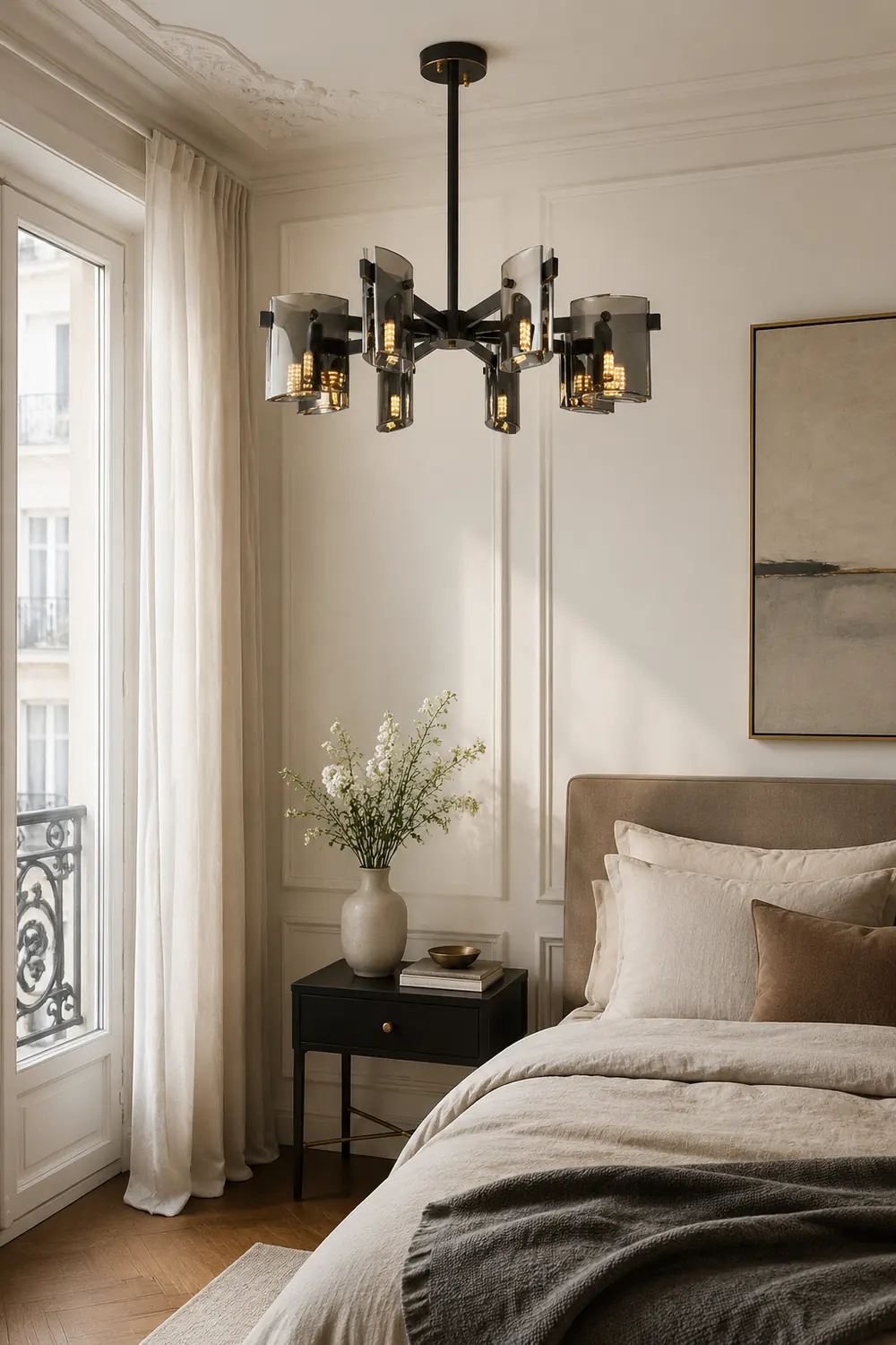 Evette Minimalist Multi Head Metal Pendant Light, Black/Gold - Lumpaz