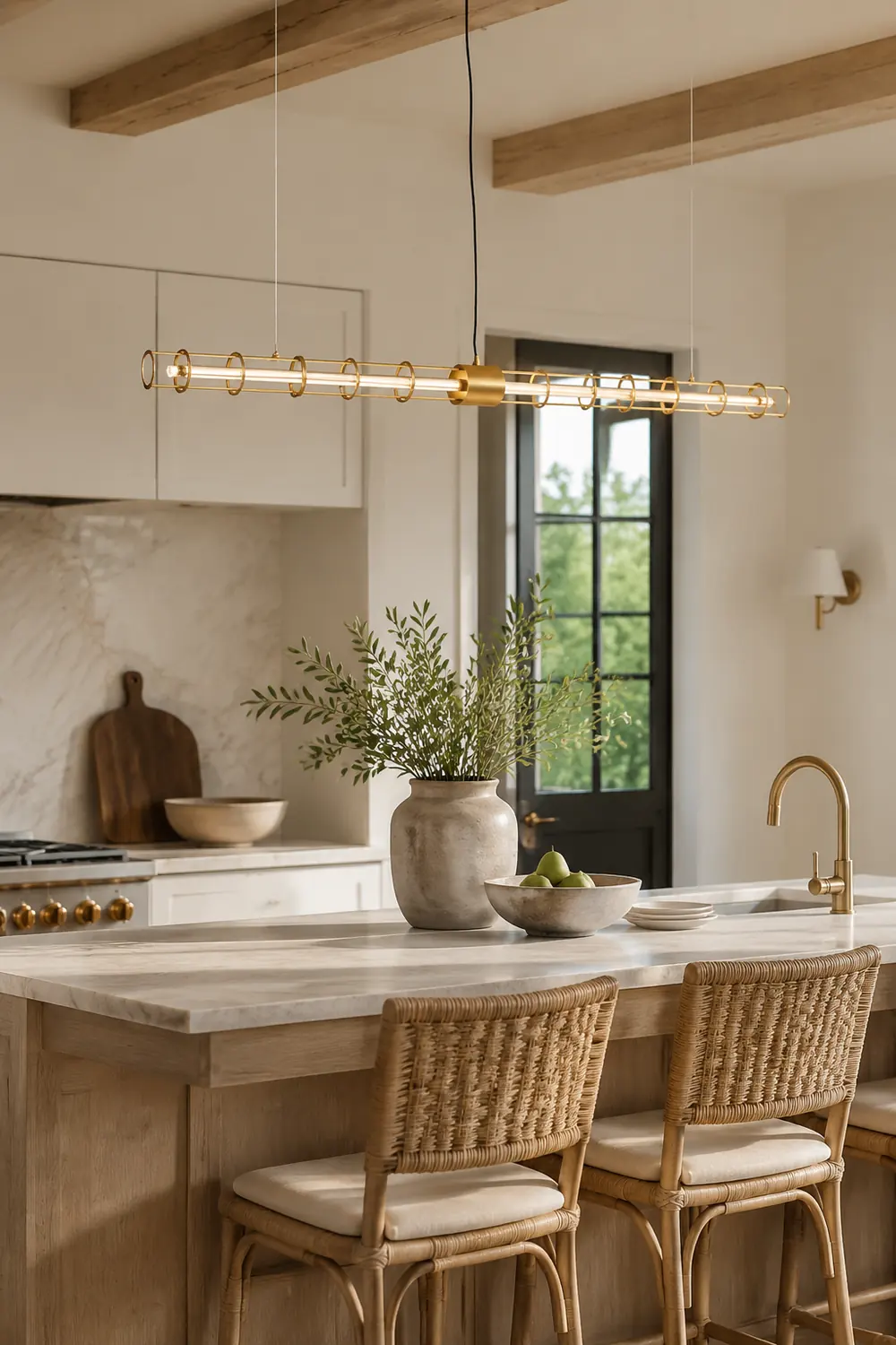 Edge Modern Minimalist Linear Metal/Glass Pendant Light, Gold - Lumpaz