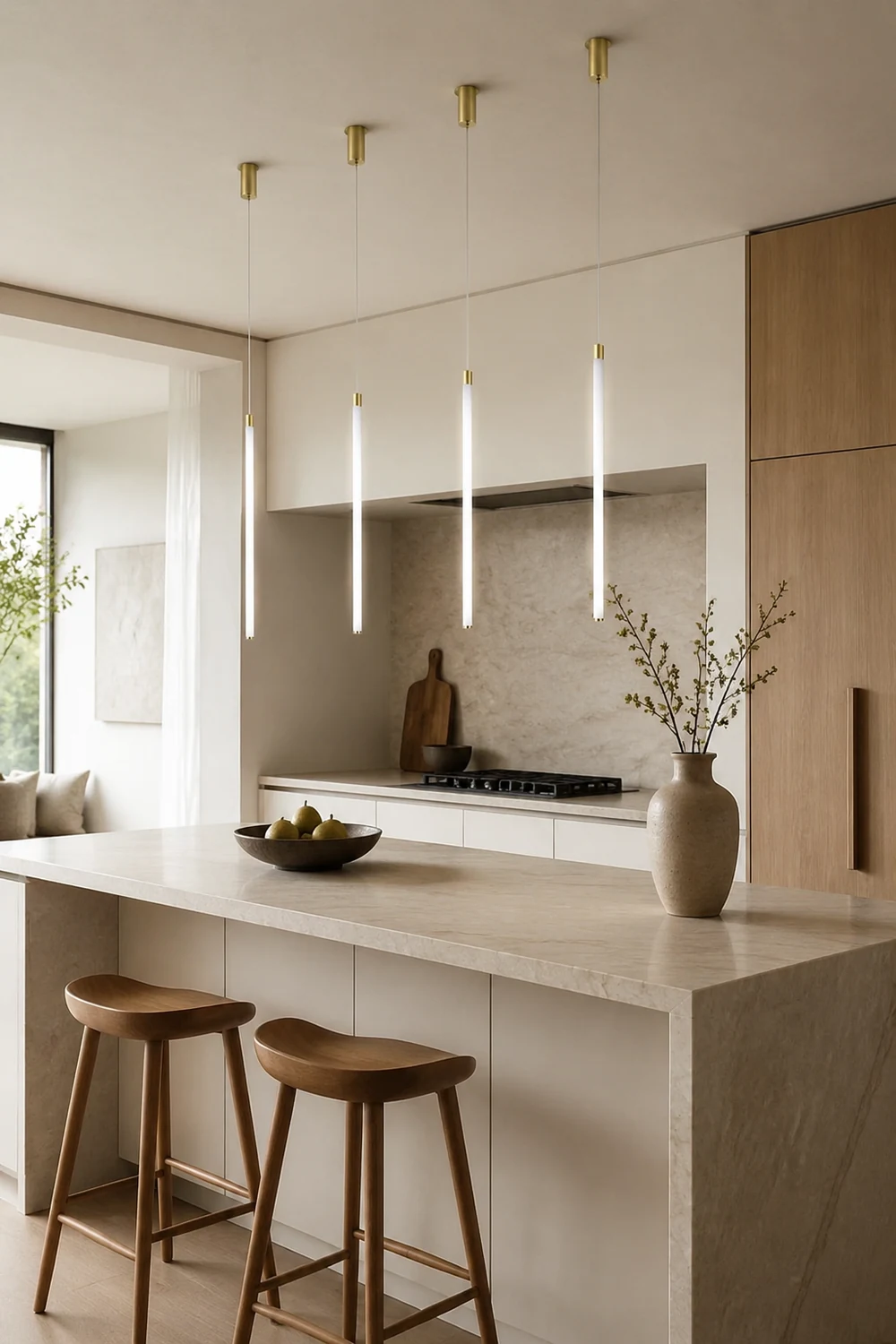 Edge Pendant Light Linear Modern/Minimalist, Acrylic, White, Living Room - Lumpaz