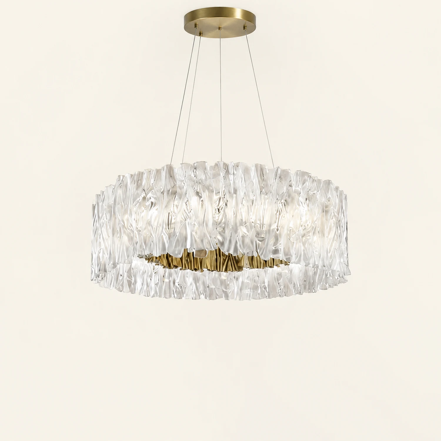 Kristy Modern Luxury Pleated Pendant Light, Circle, Acrylic/Stainless Steel - Lumpaz