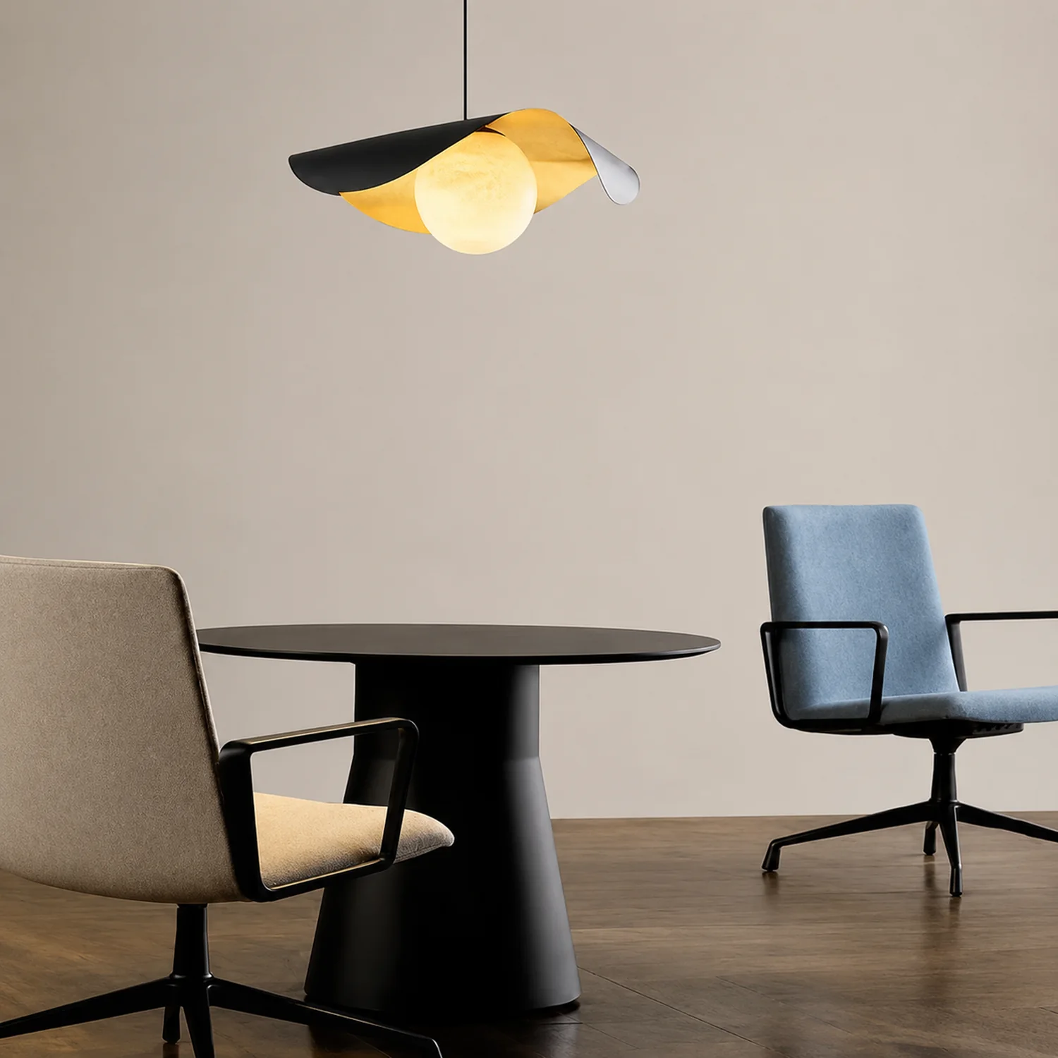 Eveline Modern Nordic Minimalist Metal/Marble Pendant Light, Black - Lumpaz