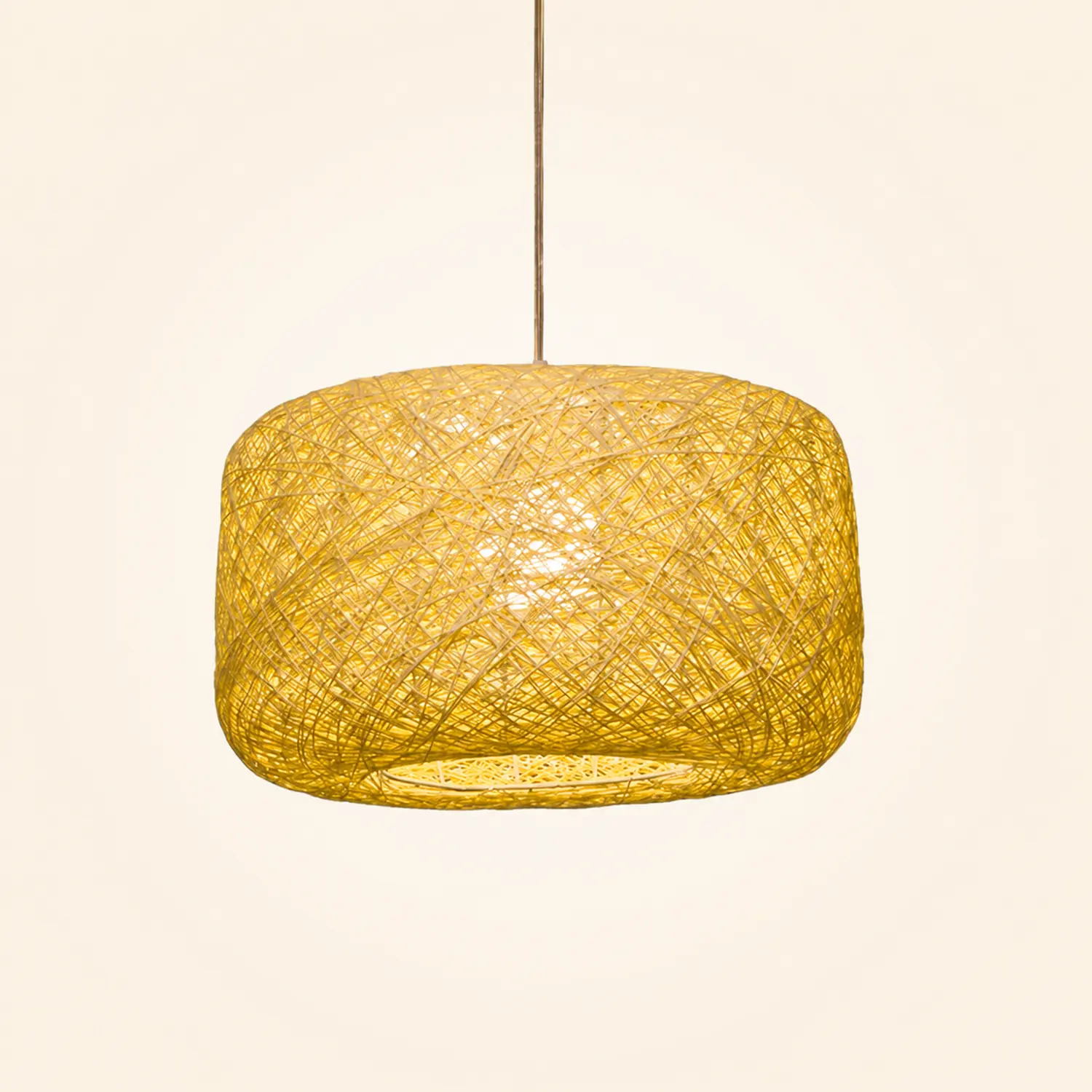 Natural Cylindrical Lantern Rattan Pendant Light, Hallway - Lumpaz