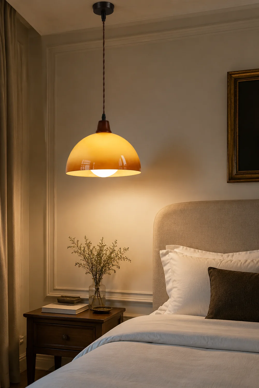 Hailie Retro LED Round Pendant Light Adjustable Dining Room Brown - Lumpaz