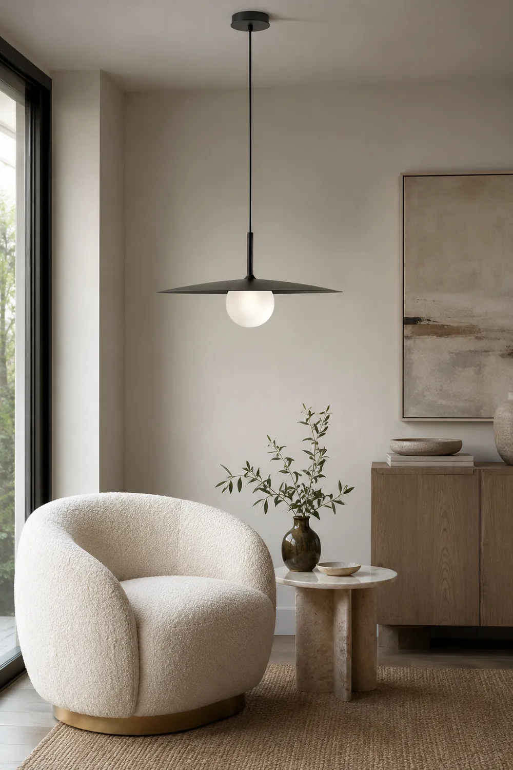 Carins Modern Dish-shaped Metal Pendant Light, Black/White/Gray - Lumpaz