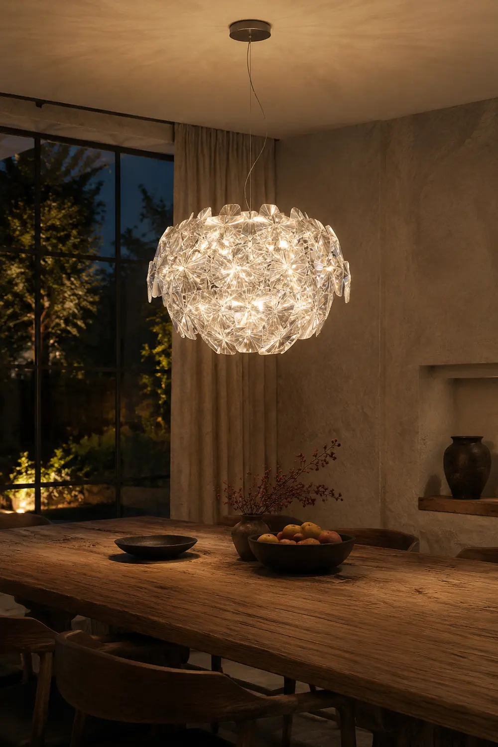 Bella Unique Diamond Flower Metal Pendant Light, Living Room - Lumpaz