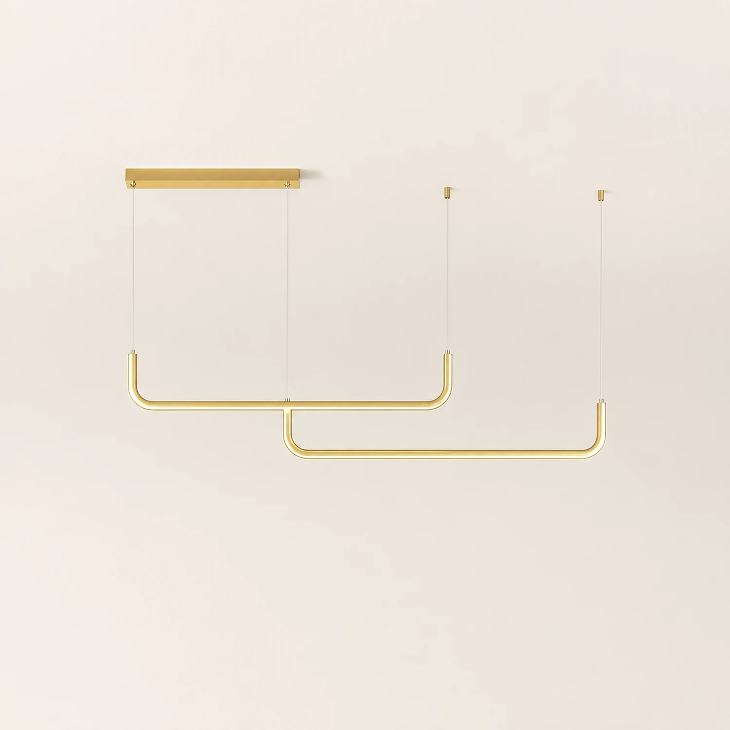 Edge Modern Linear Pendant Light Double Frame, Black/Gold - Lumpaz