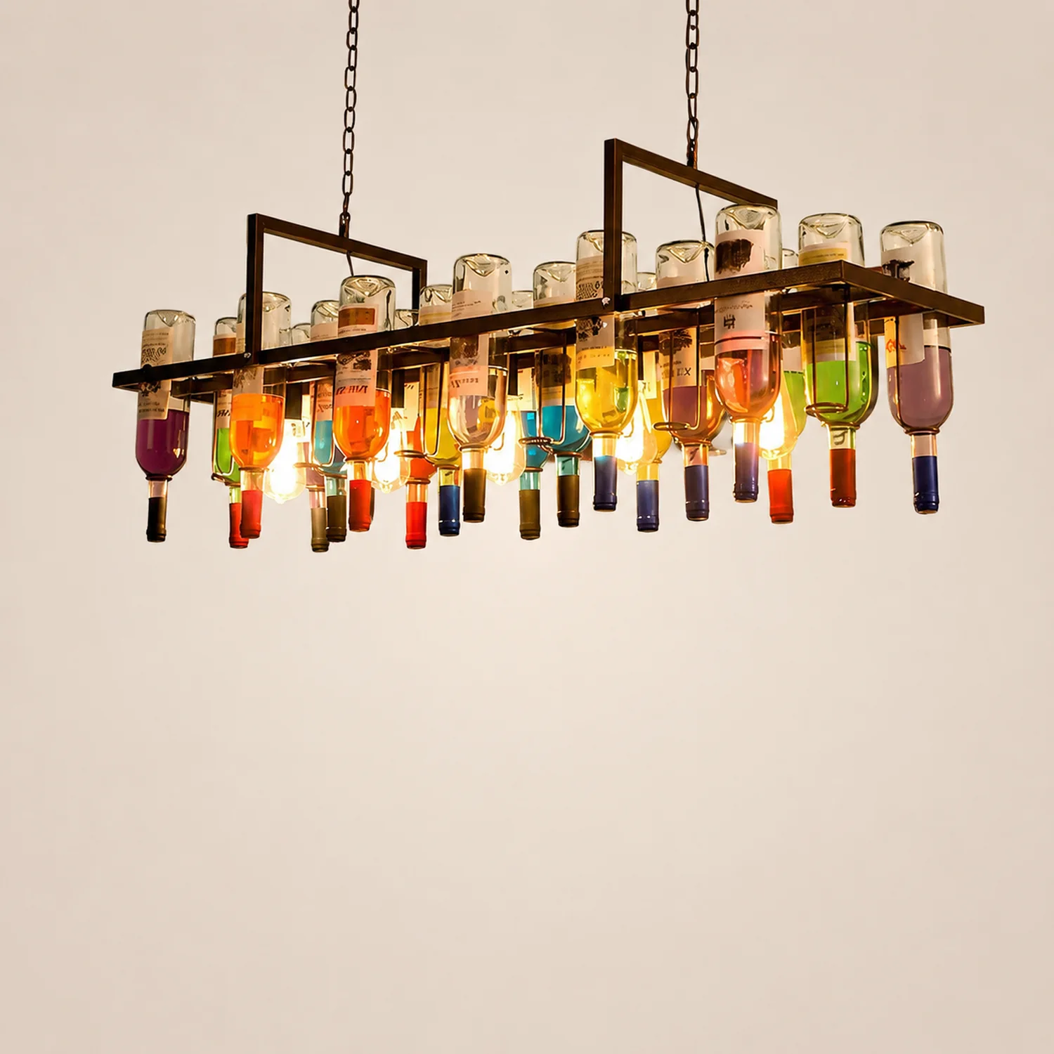 Hailie Art-Deco Wine Bottle Glass Pendant Light, Rust - Lumpaz