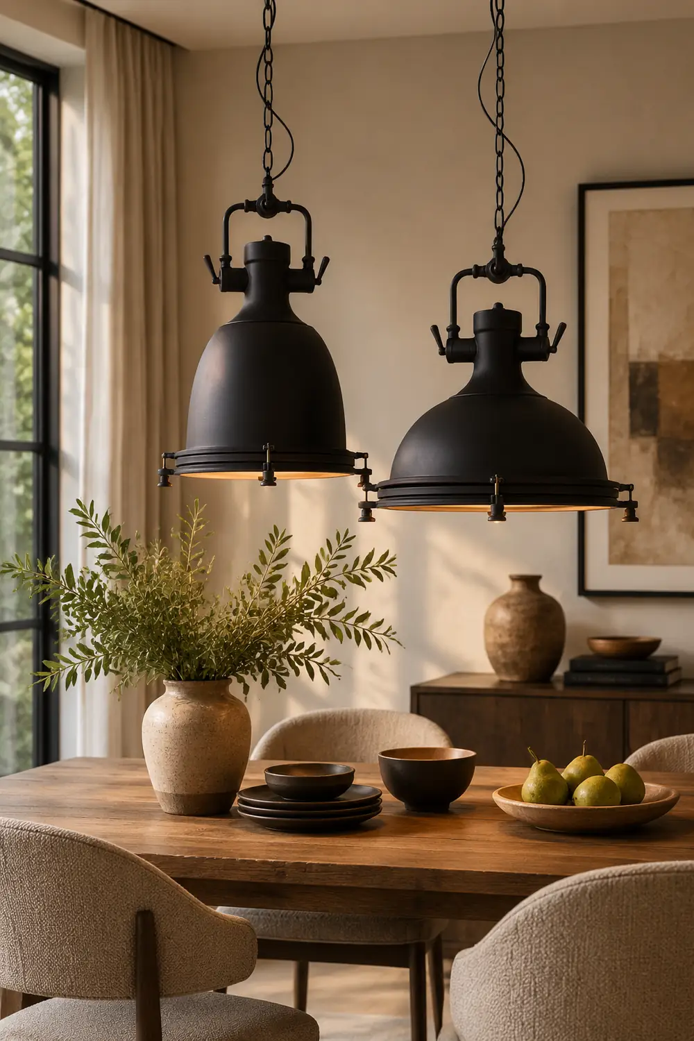 Alessio Rustic Retro Pot Black Metal Pendant Light, 2 Style - Lumpaz