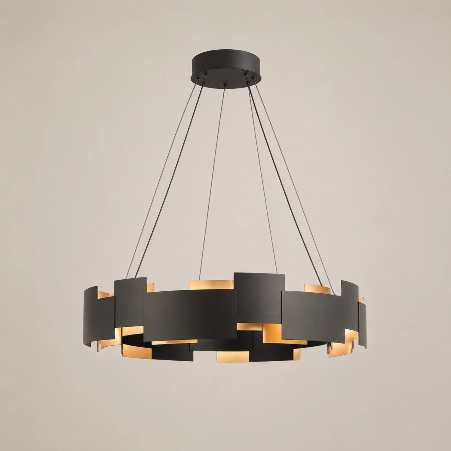 Evette Modern Ring Metal Pendant Lamp, Black - Lumpaz