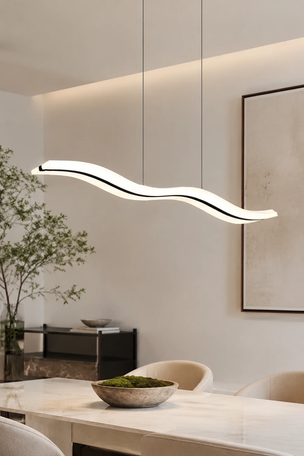 Modern Nordic Acrylic Wave Pendant Light, Black/White - Lumpaz