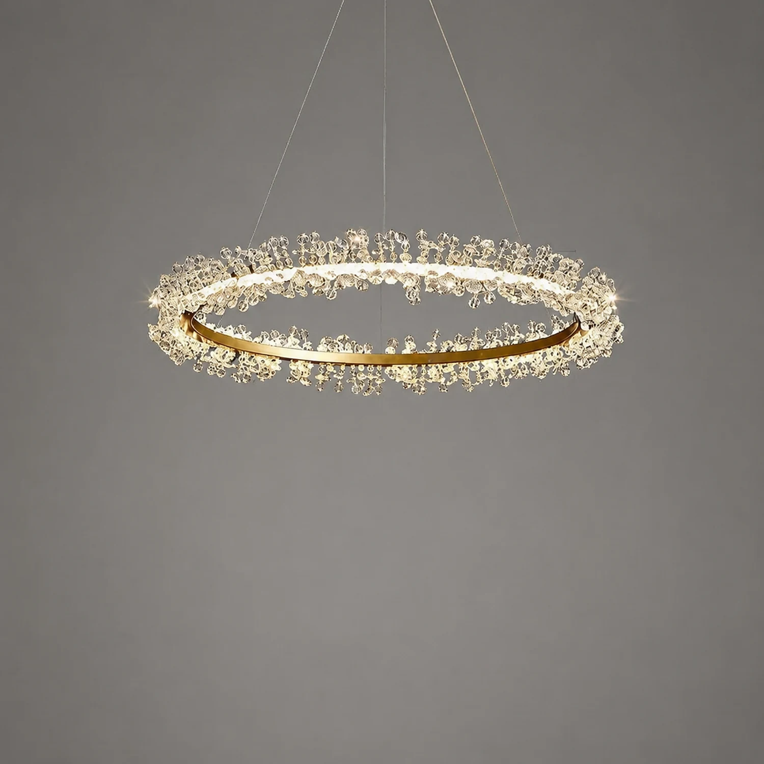 Kristy Pendant Light Ring/Flower Luxury, Crystal, Gold, Dining Room - Lumpaz