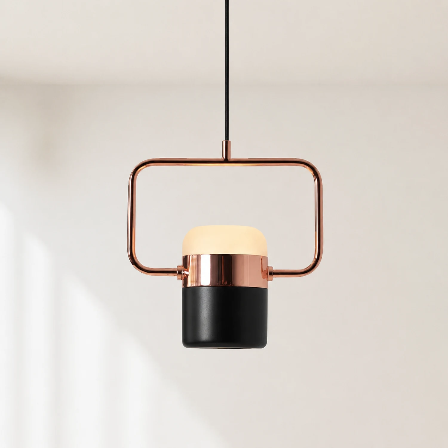 Cooley Modern Industrial Scandinavian Metal/Glass Pendant Light，White/Black - Lumpaz