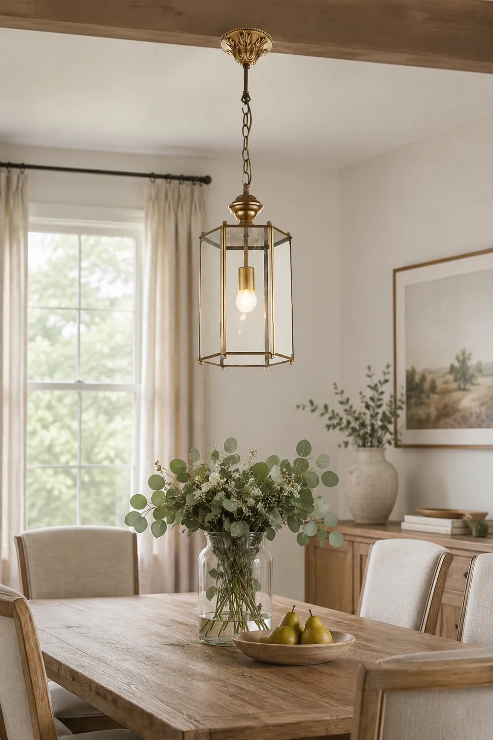 Sanna Brass Clear Glass Pendant Light, 7.8" - Lumpaz